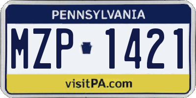 PA license plate MZP1421