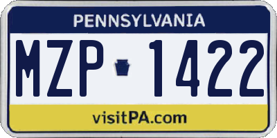 PA license plate MZP1422