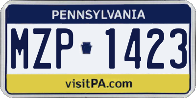 PA license plate MZP1423