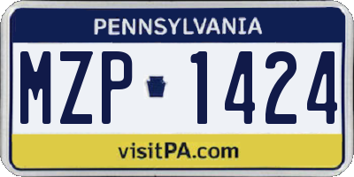 PA license plate MZP1424