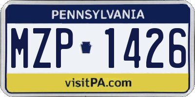 PA license plate MZP1426