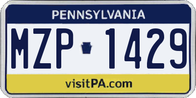 PA license plate MZP1429