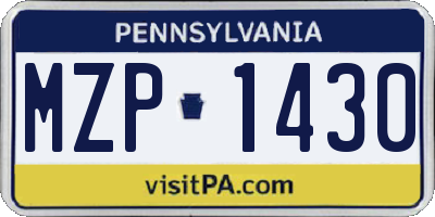 PA license plate MZP1430