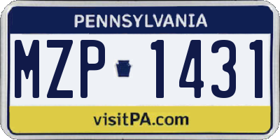 PA license plate MZP1431