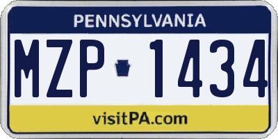 PA license plate MZP1434