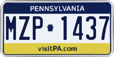 PA license plate MZP1437