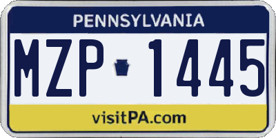 PA license plate MZP1445