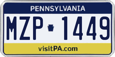 PA license plate MZP1449
