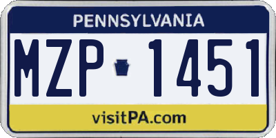 PA license plate MZP1451