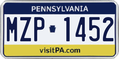 PA license plate MZP1452