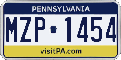 PA license plate MZP1454
