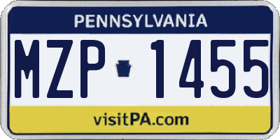 PA license plate MZP1455