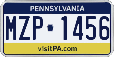 PA license plate MZP1456