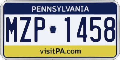 PA license plate MZP1458