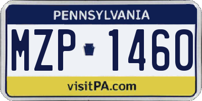 PA license plate MZP1460