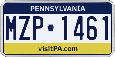 PA license plate MZP1461