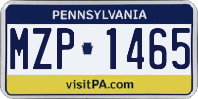 PA license plate MZP1465