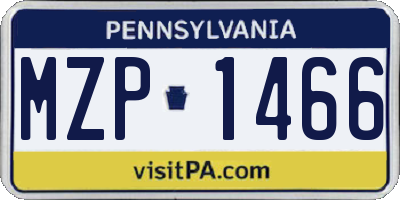 PA license plate MZP1466