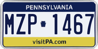 PA license plate MZP1467