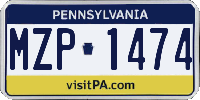 PA license plate MZP1474