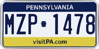 PA license plate MZP1478