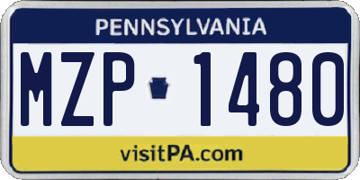 PA license plate MZP1480