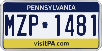 PA license plate MZP1481