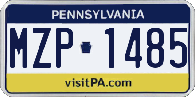 PA license plate MZP1485