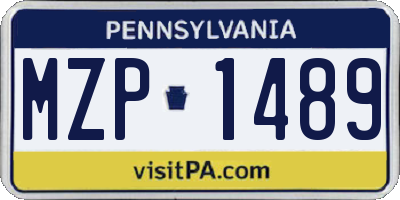 PA license plate MZP1489