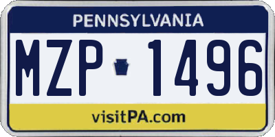 PA license plate MZP1496