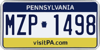 PA license plate MZP1498