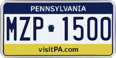 PA license plate MZP1500
