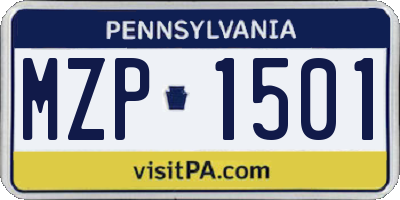 PA license plate MZP1501
