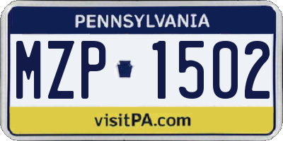 PA license plate MZP1502