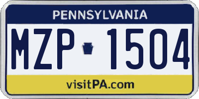 PA license plate MZP1504