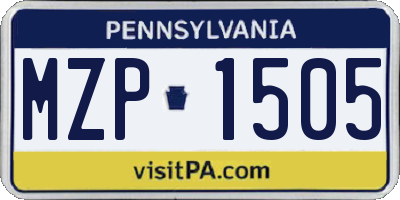 PA license plate MZP1505