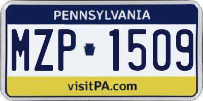 PA license plate MZP1509
