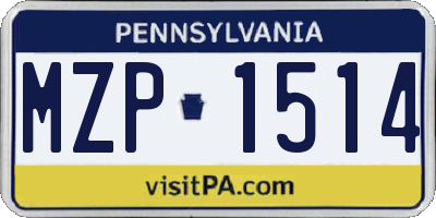PA license plate MZP1514