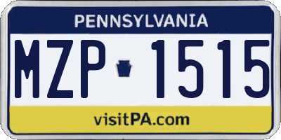 PA license plate MZP1515