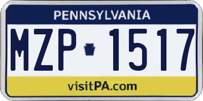 PA license plate MZP1517