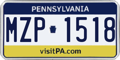 PA license plate MZP1518