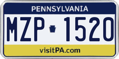 PA license plate MZP1520
