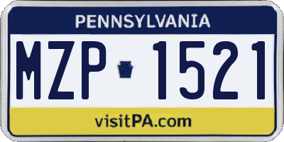PA license plate MZP1521