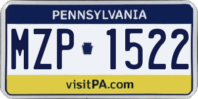 PA license plate MZP1522