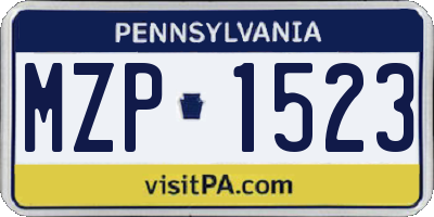 PA license plate MZP1523