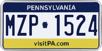 PA license plate MZP1524