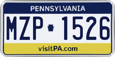 PA license plate MZP1526
