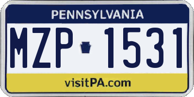 PA license plate MZP1531