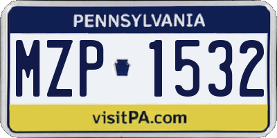 PA license plate MZP1532