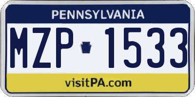 PA license plate MZP1533